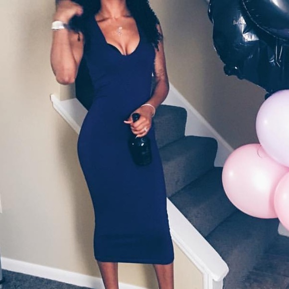 boohoo plunge midi dress